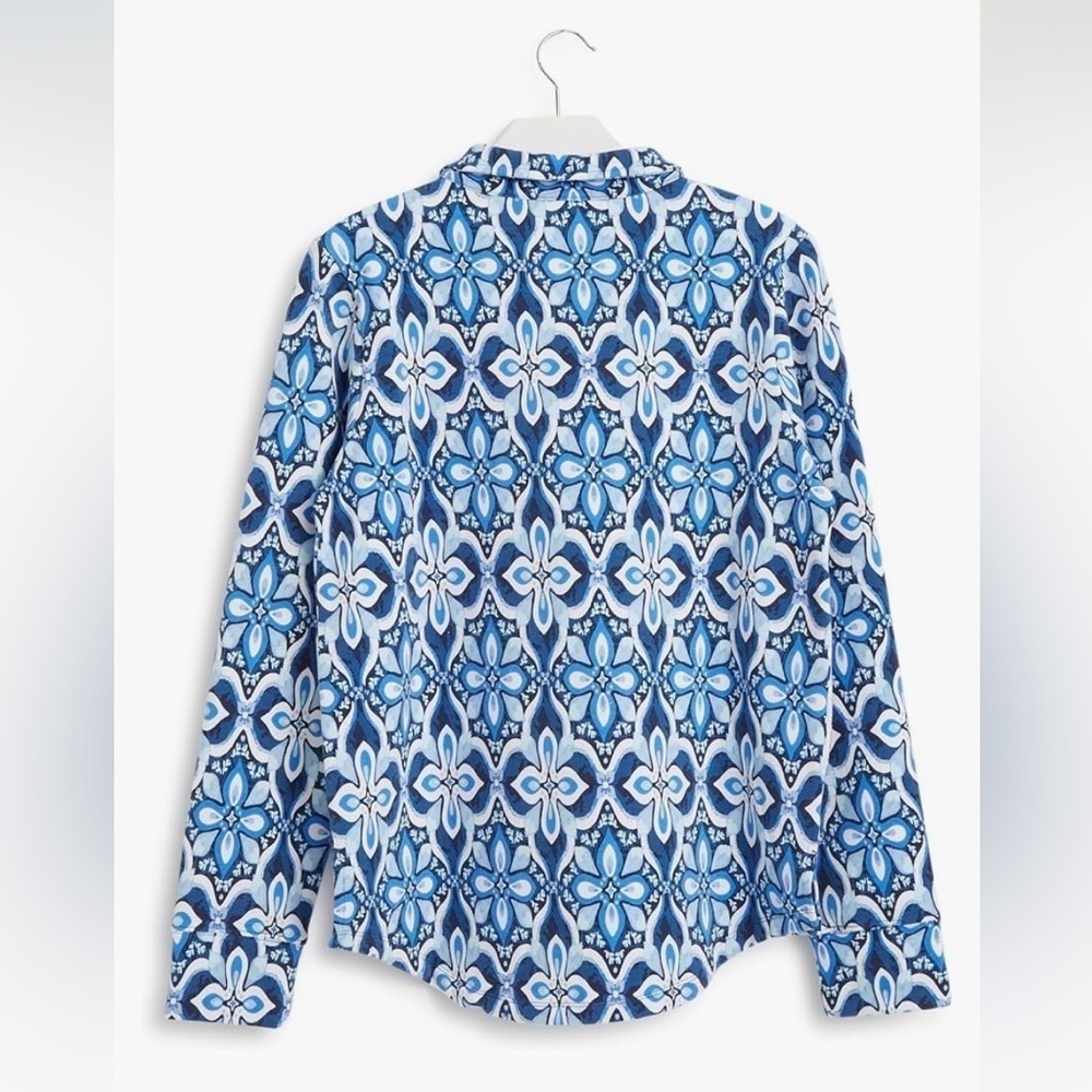 NWOT Vera Bradley 1/4 zip Sweatshirt Sweater Top RAINDROP MEDALLION Blue - Picture 7 of 11